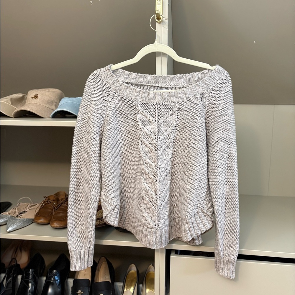 Aerie Light Gray Knit Sweater, M